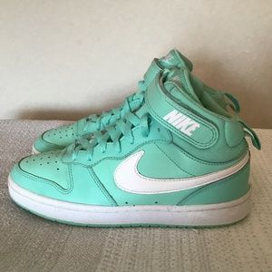 Nike Court Borough Mid 2 lace up ankle strap leather mint green 5y